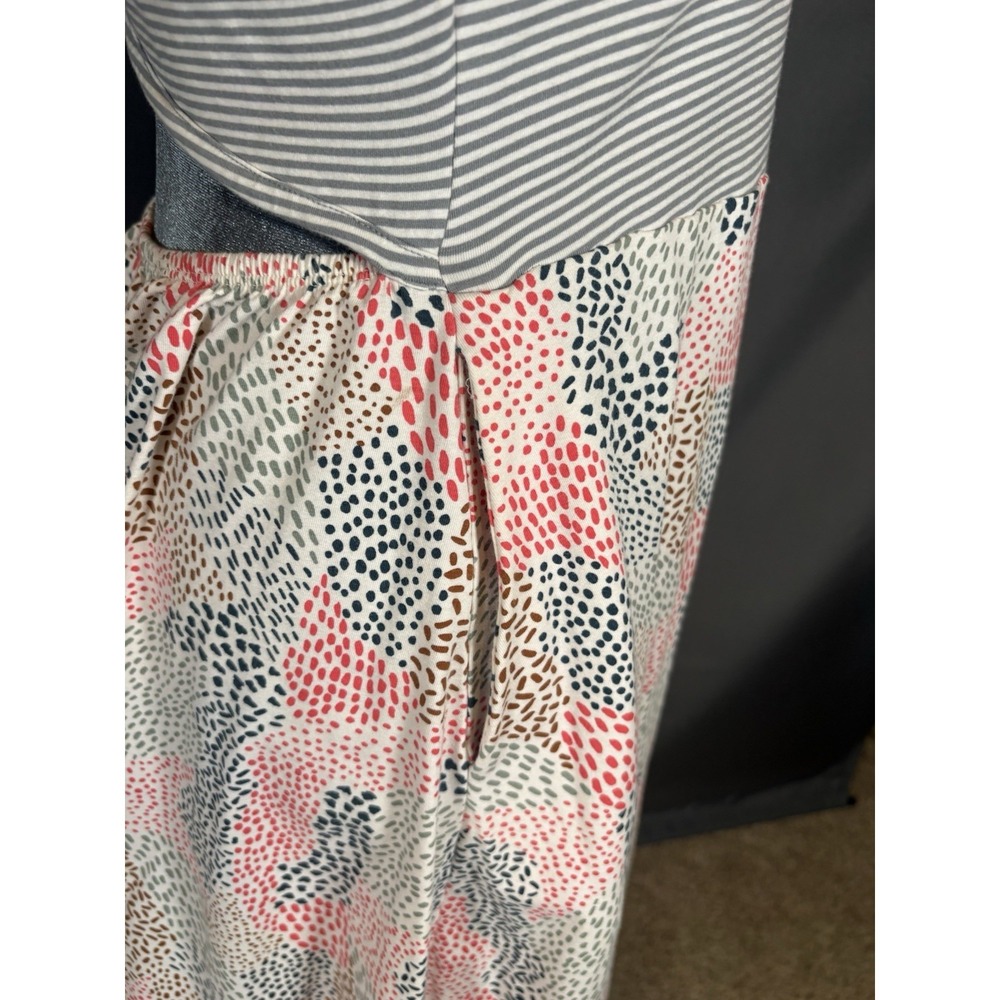 Pact Organic Cotton Fit & Flare Crossover Back Dress Size L Striped Mixed Print - Picture 7 of 10